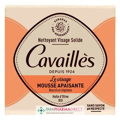 Cavaillès Le Visage Mousse Apaisante Solide Peaux Sensibles Huile d'Olive BIO 70g
