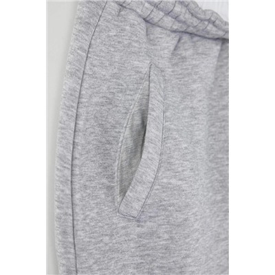 Gri Melanj Beli Poplin Detaylı Örme Mini Büyük Beden Etek TBBAW26AZ00022
