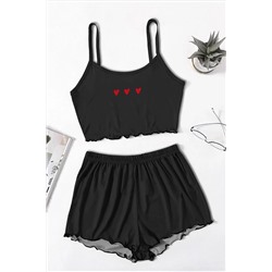 Pembishomewear Blacked Love Askılı Şort Takımı TYC00771511339