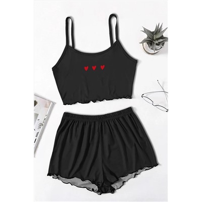 Pembishomewear Blacked Love Askılı Şort Takımı TYC00771511339