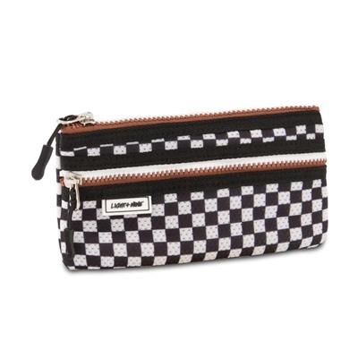 FLAT PENCIL POUCH CHECKERED BLACK