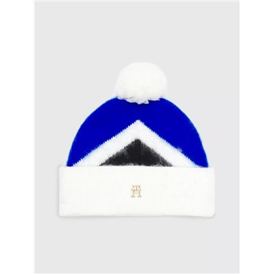 Tommy Hilfiger TH Logo Argyle Pom Beanie