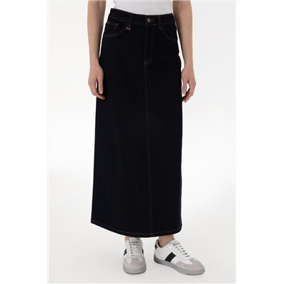 Kadın Koyu Mavi Jean Maxi Boy Etek