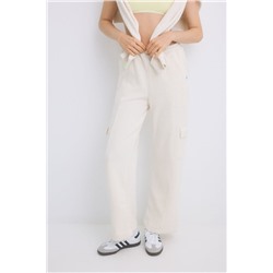 Pantalón largo flare felpa marfil