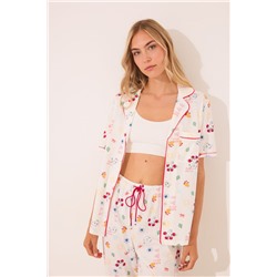 Pijama camisero 100% algodón marfil