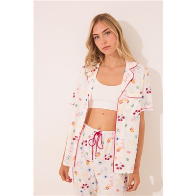 Pijama camisero 100% algodón marfil