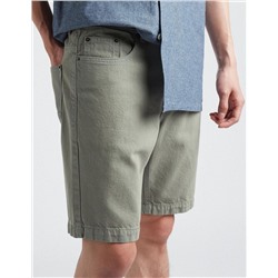 Slim Fit Denim Shorts, Men, Green