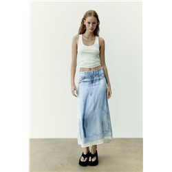 FALDA SATINADA ESTAMPADO DENIM