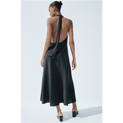 HALTER MIDI DRESS WITH TIE
