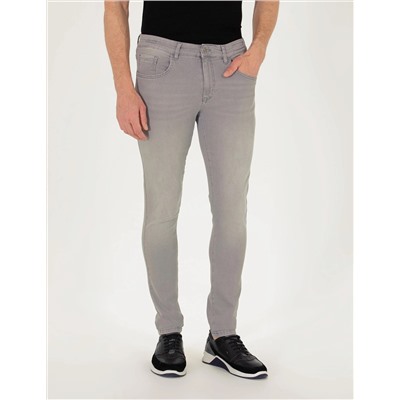 Açık Gri Slim Fit Jean Pantolon
