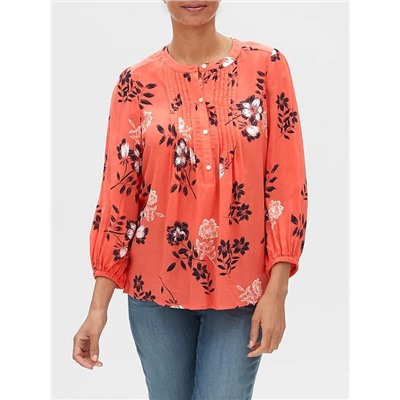 Print Blouson Sleeve Top
