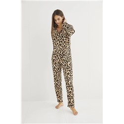 Siyah İnci Desenli Örme Düğmeli Kaşkorse Pijama Takımı 21273097
