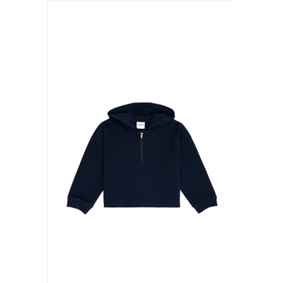 Kız Çocuk Lacivert Kapüşonlu Sweatshirt