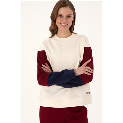 Kadın Krem Bisiklet Yaka Sweatshirt