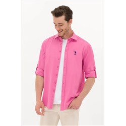 Erkek Pembe Uzun Kollu Basic Gömlek