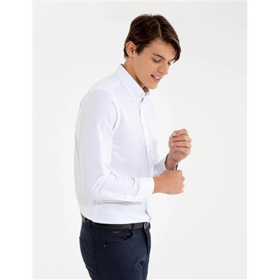 Beyaz Slim Fit Oxford Gömlek