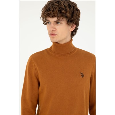 Erkek Slim Fit Boğazlı Yaka Saks Basic Sweatshirt