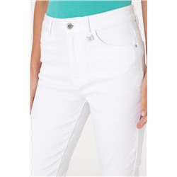 Kadın Beyaz Slim Flare Cropped Fit Jean Pantolon