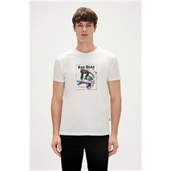 Bad Bear, One Way T-shirt Off-white Beyaz Baskılı Erkek Tişört