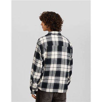 Cropped long sleeve check shirt