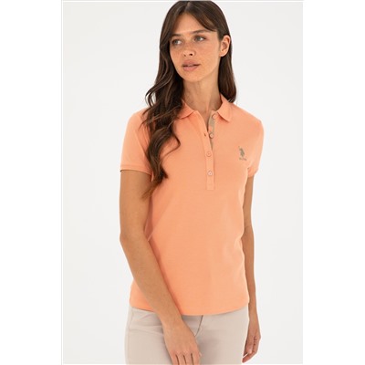 Kadın Somon Basic Polo Yaka Tişört