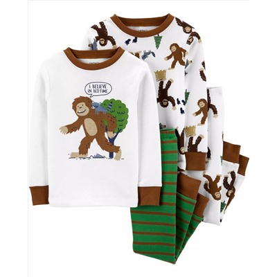 4-Piece Big Foot Snug Fit Cotton PJs