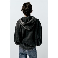 FADED-EFFECT RING HOODIE