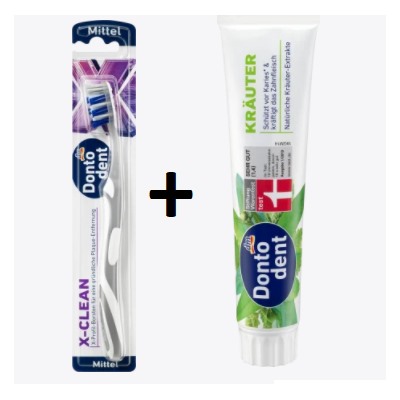 Zahnbürste X-clean mittel, 1 St  + Zahnpasta Kräuter, 125 ml