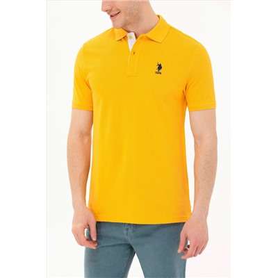 Erkek Sarı Basic Polo Yaka Tişört