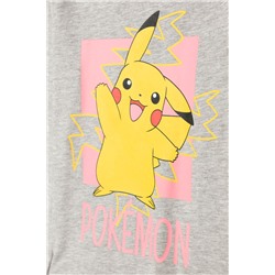 Camiseta Pikachu Pokémon Gris claro jaspeado