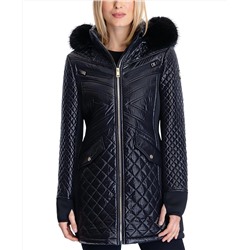 MICHAEL Michael Kors Faux-Fur-Trim Hooded Quilted Coat
