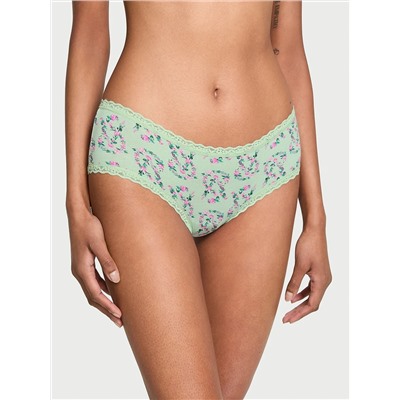 Lace-Waist Cotton Cheeky Panty