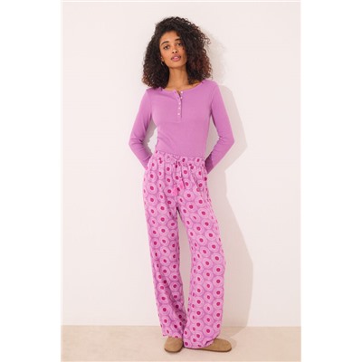 Pantalón largo viscosa estampado geométrico
