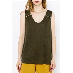 Camiseta de tirantes de lino Caqui