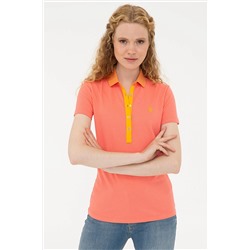 Kadın Nar Çiçeği Basic Polo Yaka Tişört