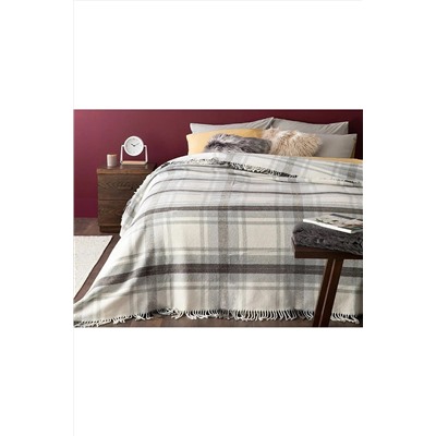 English Home Halden Simli Pamuklu King Size Battaniye 220x240 Cm Gri 10036804