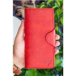 Vianel New York, Axel Hakiki Deri Crazy Kırmızı Unisex Portföy Cüzdan