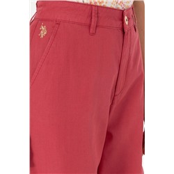 Kadın Vişne Kanvas Loose Fit Pantolon