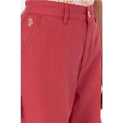Kadın Vişne Kanvas Loose Fit Pantolon