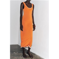 DOUBLE LAYER TRIM KNIT MAXI DRESS