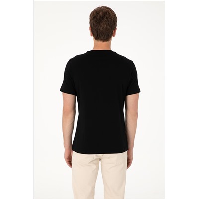 Erkek Regular Fit Bisiklet Yaka Siyah Basic Tişört