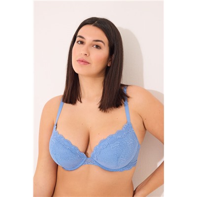 Sujetador push up GORGEOUS relleno encaje azul