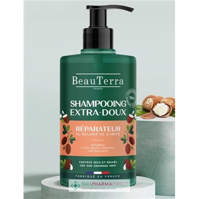 BeauTerra Shampooing Extra-Doux - Réparateur - Cheveux Secs & Abimés 750 mL
