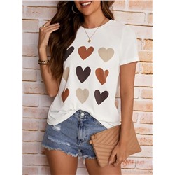 EMERY ROSE Heart Print Tee