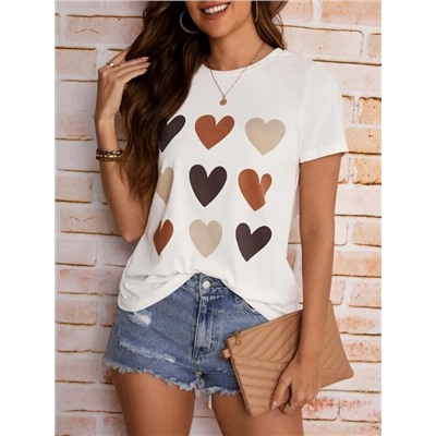 EMERY ROSE Heart Print Tee