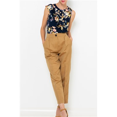 Pantalón de lino Camel