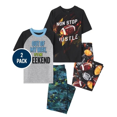 The Children's Place  Boys Weekend Football Pajamas 2-Pack - Black