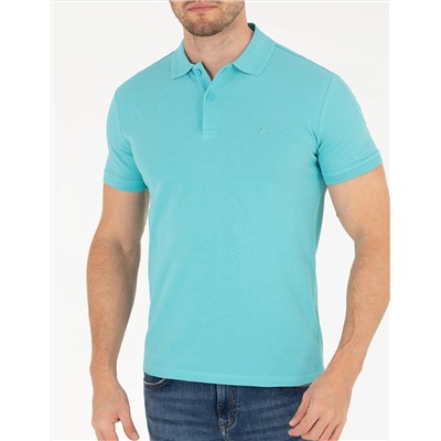 Açık Mavi Slim Fit Polo Yaka Basic Tişört