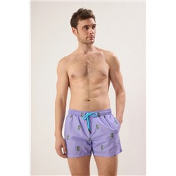 TRENDYOL MAN Mor Kısa Boy Tropik Deniz Şortu TMNSS22DS0003