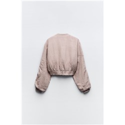 LINEN BOMBER JACKET WITH POCKETS